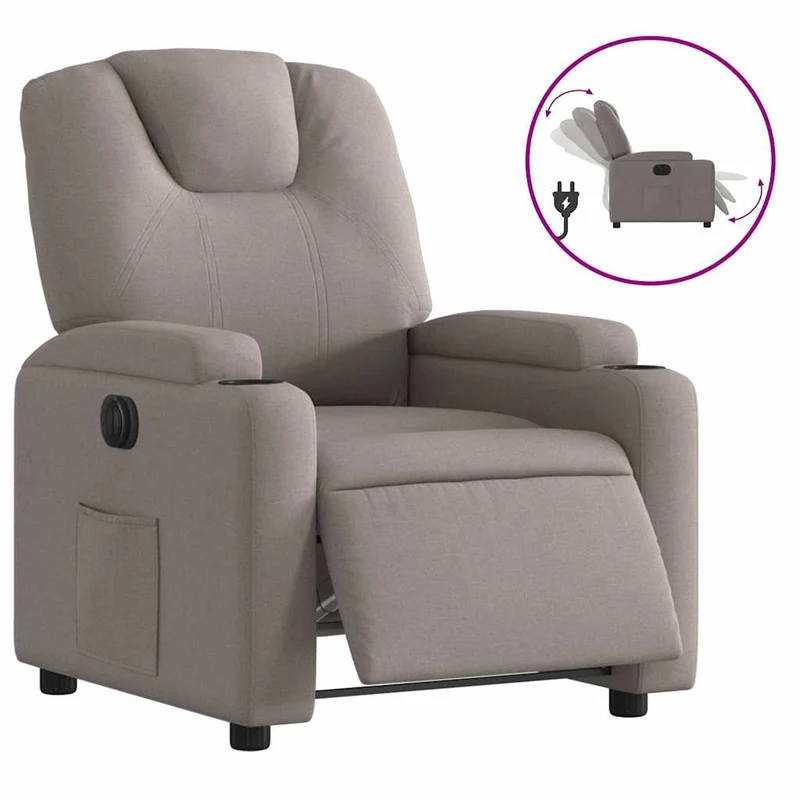 Fauteuil relax TV fonction d'inclinaison électrique très confortable en tissu taupe DEC028584