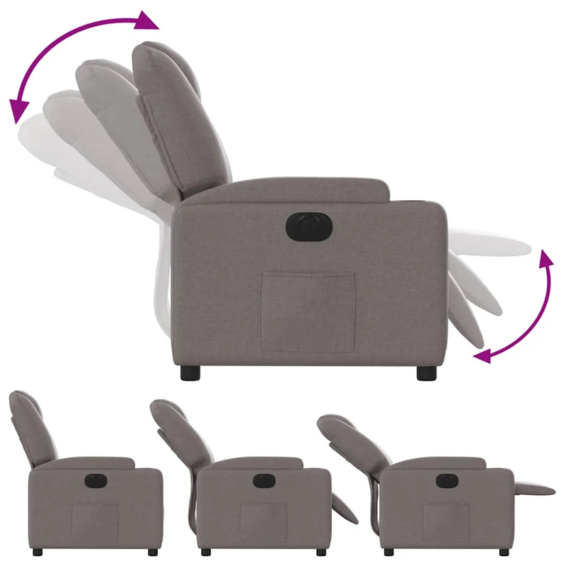 Fauteuil relax TV fonction d'inclinaison électrique très confortable en tissu taupe DEC028584