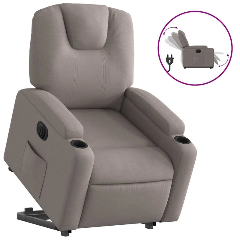 Fauteuil relax TV fonction de levage électrique très confortable en tissu taupe DEC028583