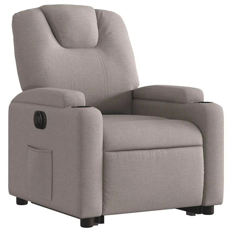 Fauteuil relax TV fonction de levage électrique très confortable en tissu taupe DEC028583