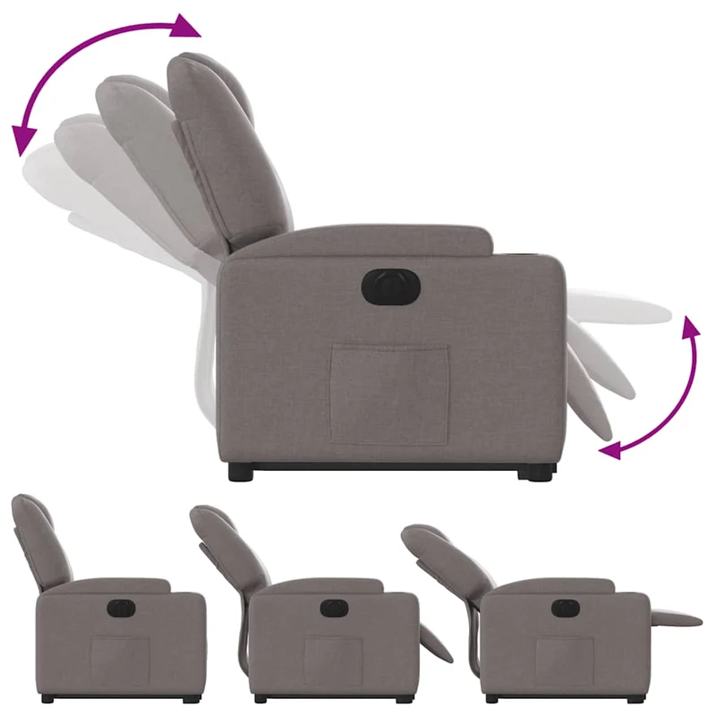 Fauteuil relax TV fonction de levage électrique très confortable en tissu taupe DEC028583