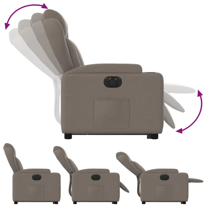 Fauteuil relax TV fonction de levage électrique très confortable en tissu taupe DEC028574