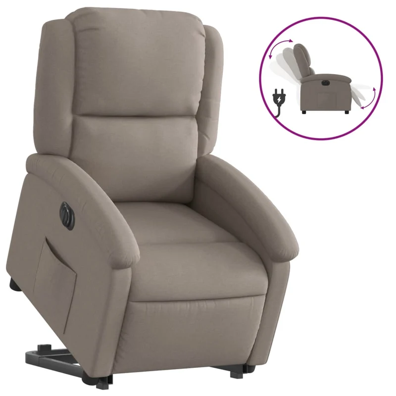 Fauteuil relax TV fonction de levage électrique très confortable en tissu taupe DEC028573