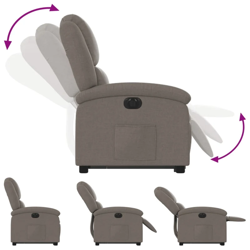 Fauteuil relax TV fonction de levage électrique très confortable en tissu taupe DEC028573