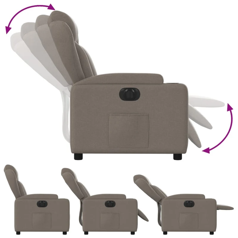Fauteuil relax TV fonction d'inclinaison électrique très confortable en tissu taupe DEC028571