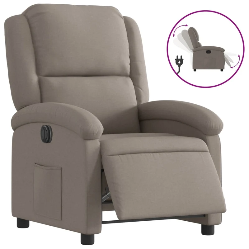 Fauteuil relax TV fonction d'inclinaison électrique très confortable en tissu taupe DEC028564
