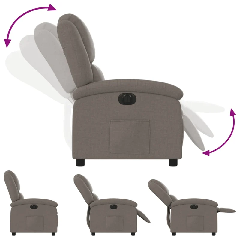 Fauteuil relax TV fonction d'inclinaison électrique très confortable en tissu taupe DEC028564