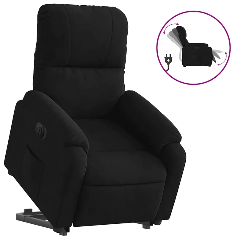 Fauteuil relax TV fonction de levage électrique très confortable en tissu microfibre noir DEC028512