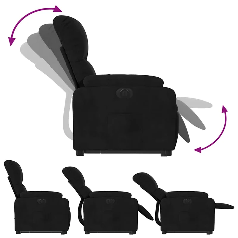Fauteuil relax TV fonction de levage électrique très confortable en tissu microfibre noir DEC028512