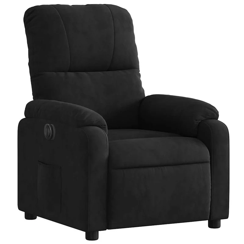 Fauteuil relax TV fonction d'inclinaison électrique très confortable en tissu microfibre noir DEC028511