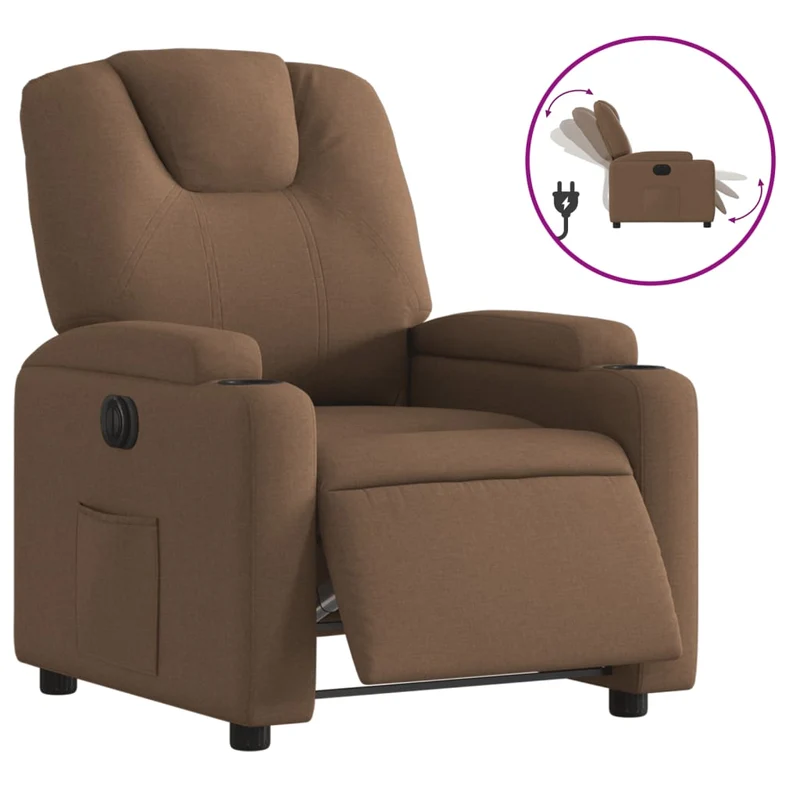 Fauteuil relax TV fonction d'inclinaison électrique très confortable en tissu marron DEC028443