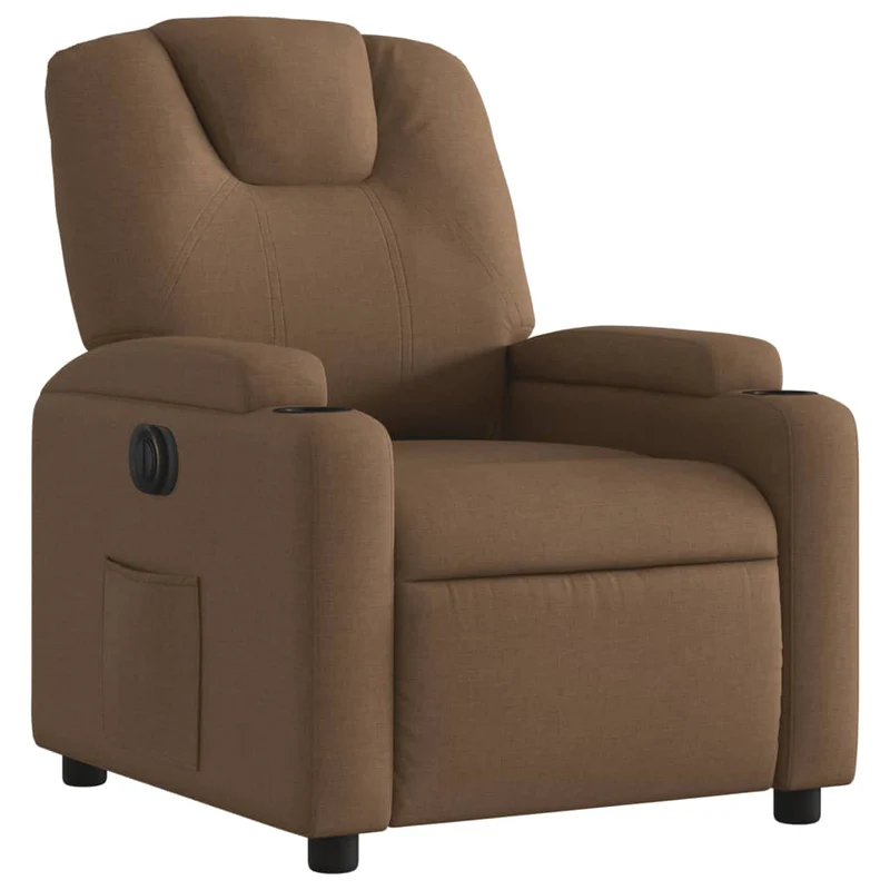 Fauteuil relax TV fonction d'inclinaison électrique très confortable en tissu marron DEC028443