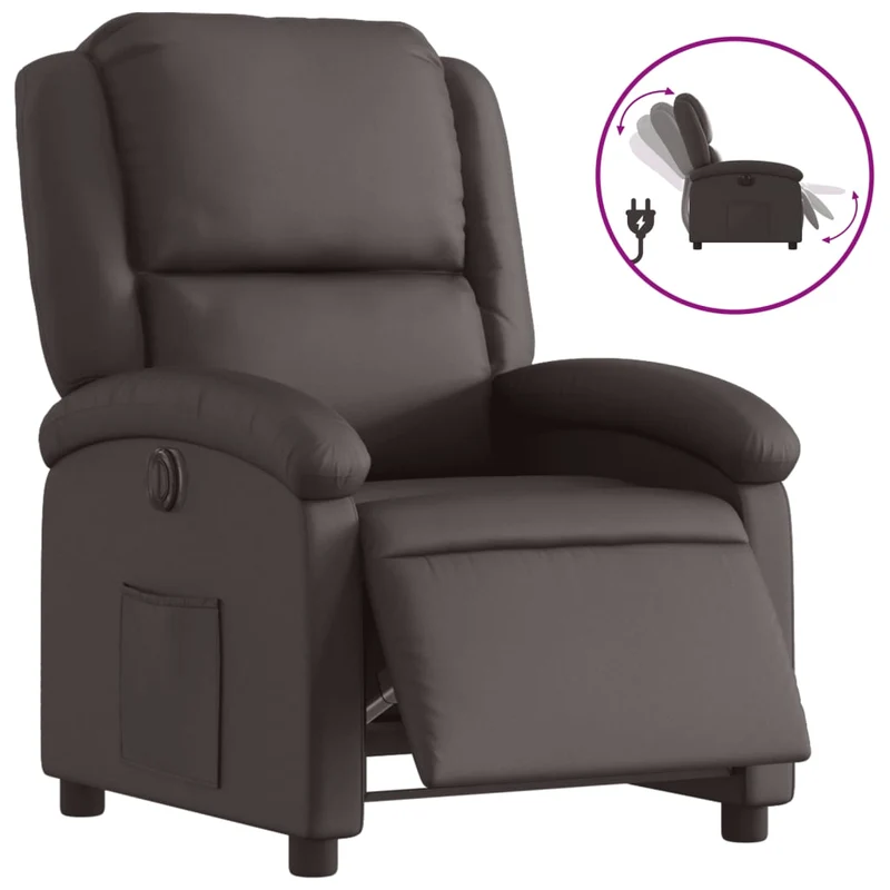 Fauteuil relax TV fonction d'inclinaison électrique très confortable en cuir véritable marron DEC028397