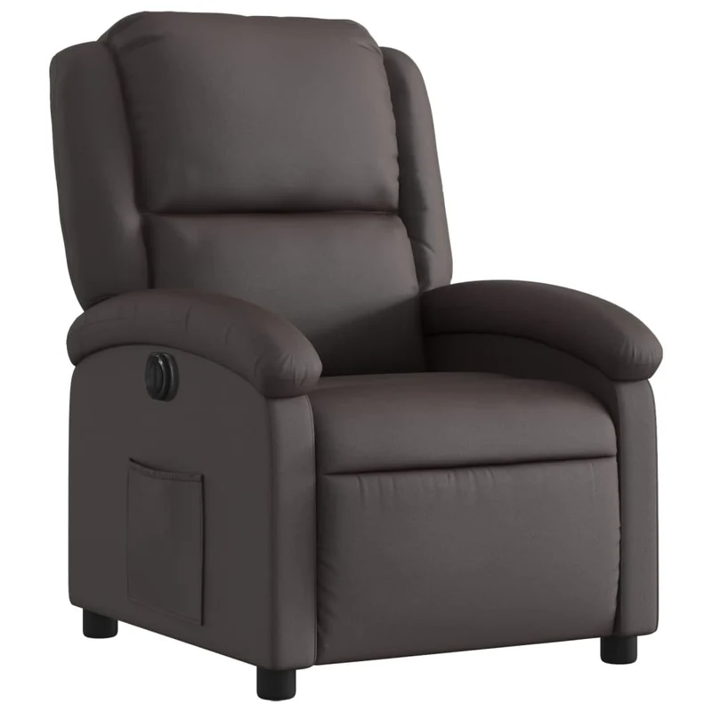Fauteuil relax TV fonction d'inclinaison électrique très confortable en cuir véritable marron DEC028397