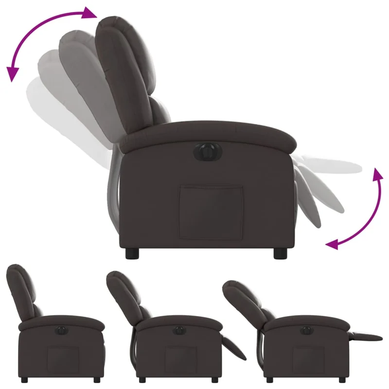Fauteuil relax TV fonction d'inclinaison électrique très confortable en cuir véritable marron DEC028397