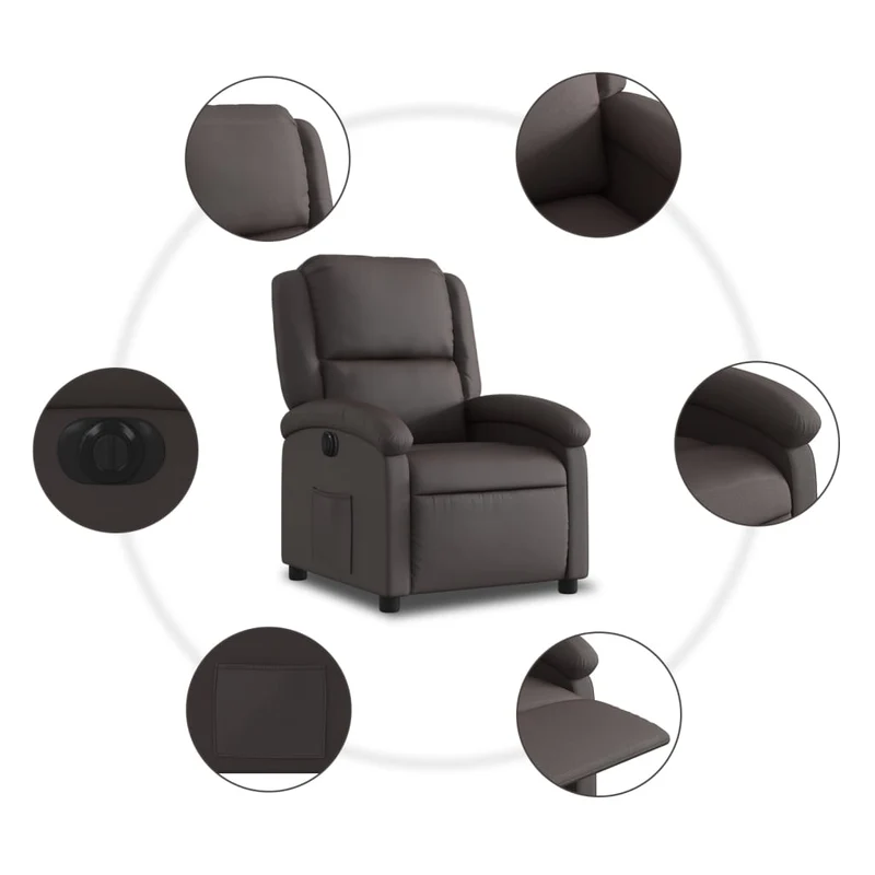 Fauteuil relax TV fonction d'inclinaison électrique très confortable en cuir véritable marron DEC028397