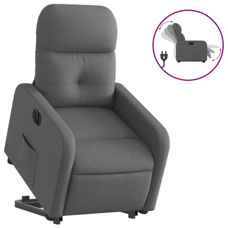 Fauteuil relax TV fonction de levage électrique très confortable en tissu gris foncé DEC028349