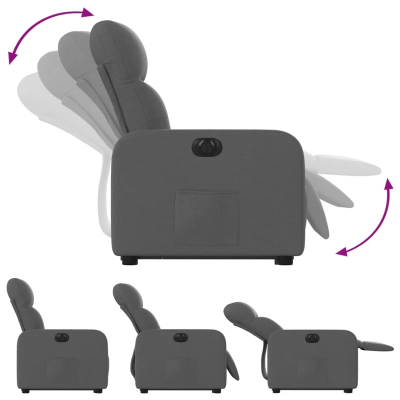 Fauteuil relax TV fonction de levage électrique très confortable en tissu gris foncé DEC028349