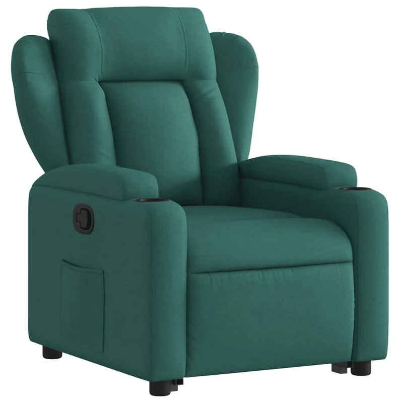 Fauteuil relax TV rembourrage confortable fonction de levage électrique en tissu vert foncé DEC028229