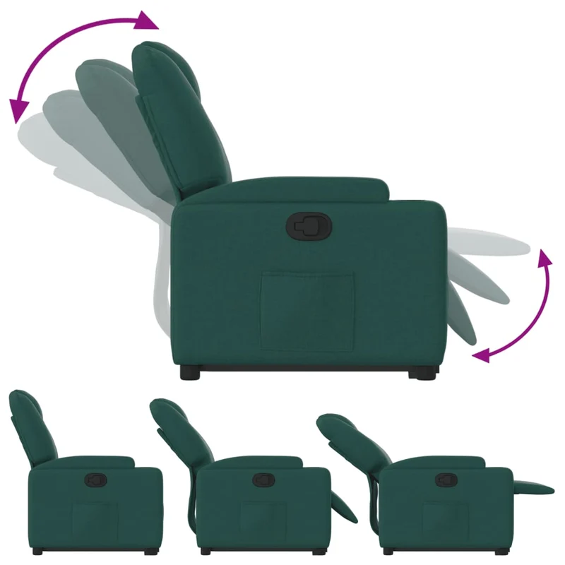 Fauteuil relax TV rembourrage confortable fonction de levage électrique en tissu vert foncé DEC028222