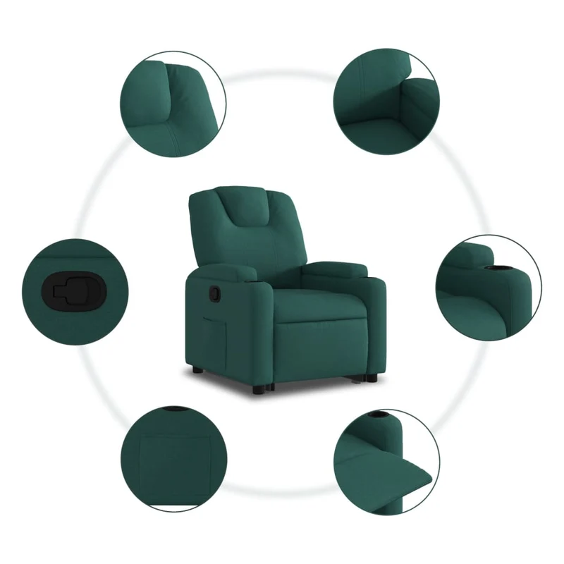 Fauteuil relax TV rembourrage confortable fonction de levage électrique en tissu vert foncé DEC028222