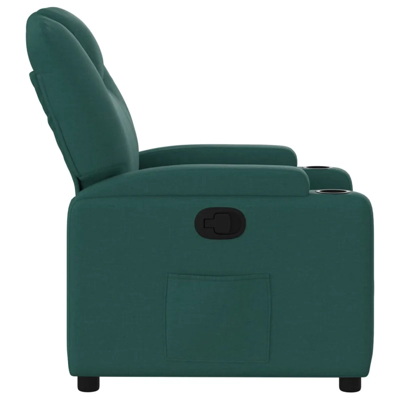 Fauteuil relax TV rembourrage confortable fonction d'inclinaison manuelle en tissu vert foncé DEC028218