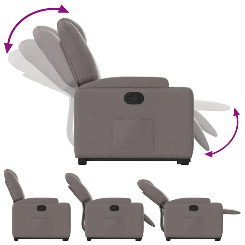 Fauteuil relax TV rembourrage confortable fonction de levage électrique en tissu taupe DEC028194