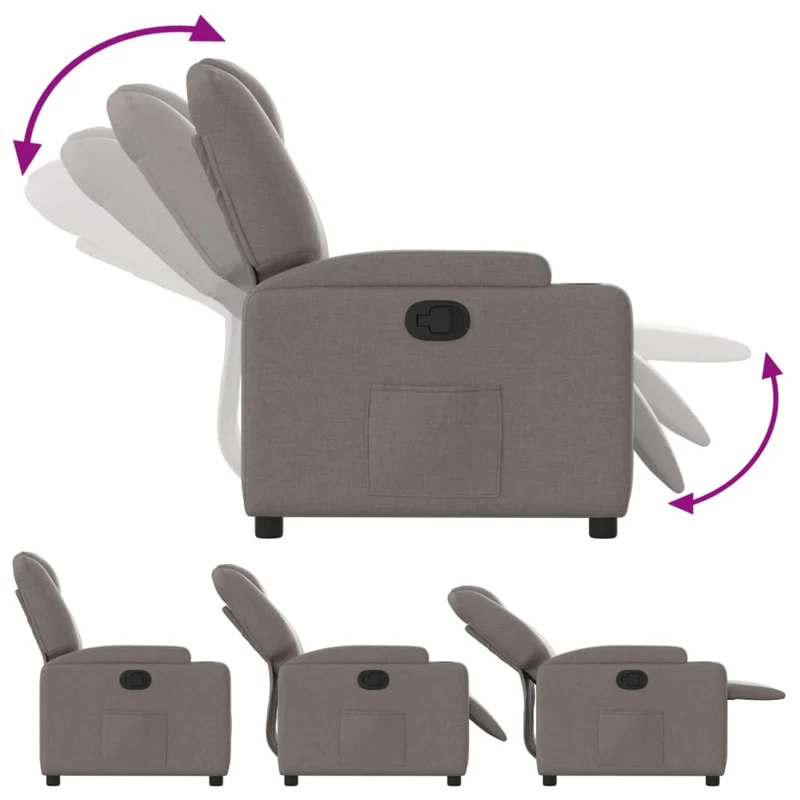 Fauteuil relax TV rembourrage confortable fonction d'inclinaison manuelle en tissu taupe DEC028186