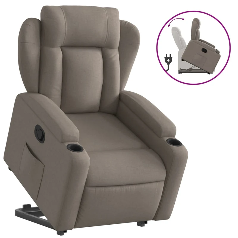 Fauteuil relax TV rembourrage confortable fonction de levage électrique en tissu taupe DEC028185