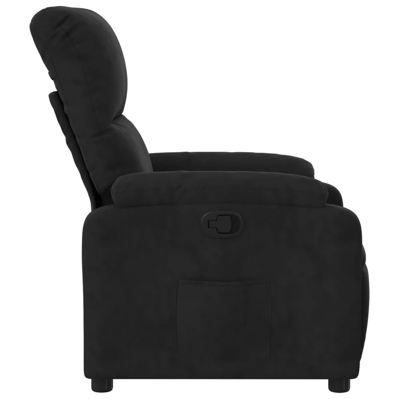 Fauteuil relax TV rembourrage confortable fonction d'inclinaison manuelle en tissu microfibre noir DEC028122