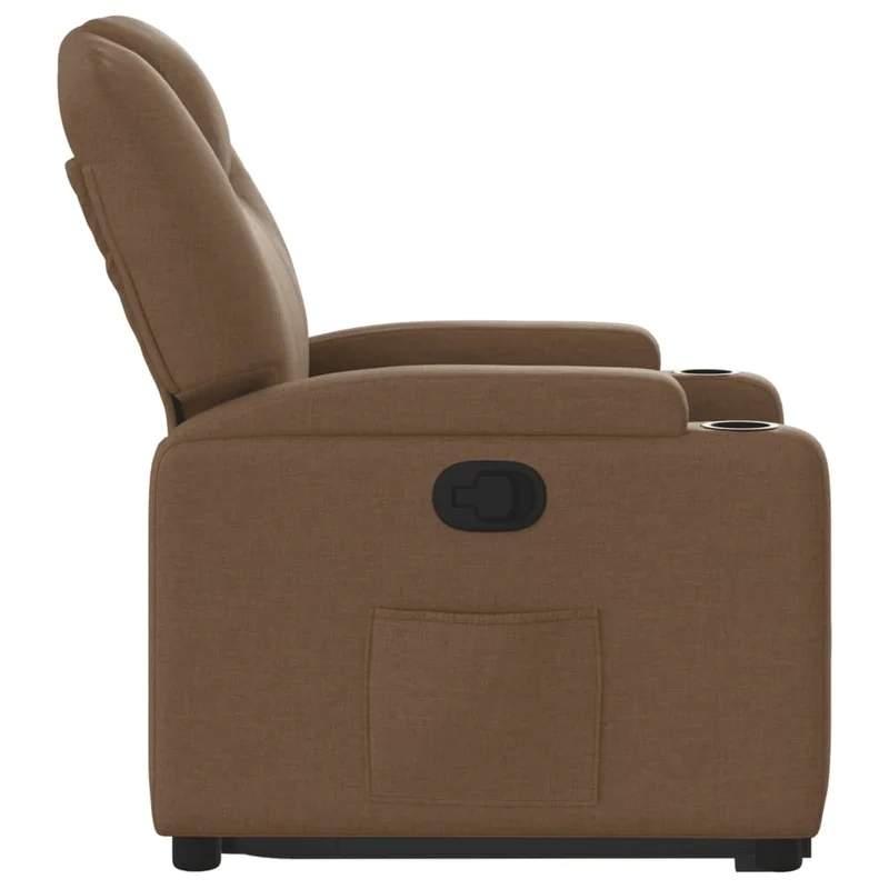 Fauteuil relax TV rembourrage confortable fonction de levage électrique en tissu marron DEC028055