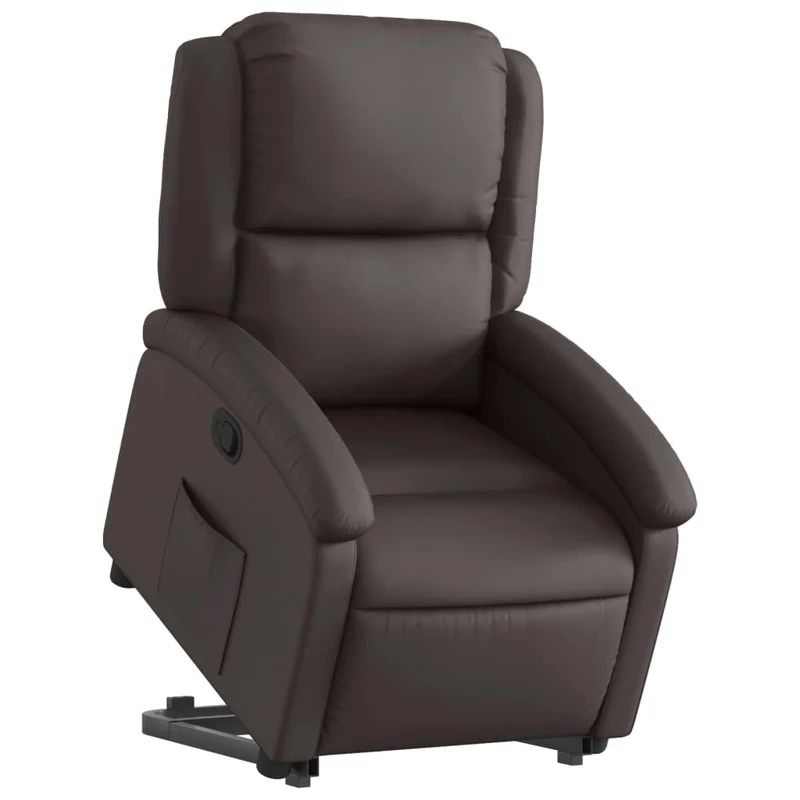 Fauteuil relax TV rembourrage confortable fonction de levage électrique en cuir véritable marron DEC027992