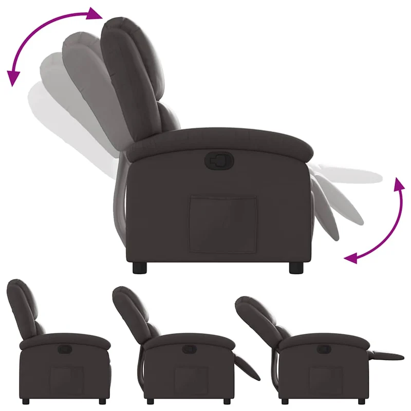 Fauteuil relax TV rembourrage confortable fonction d'inclinaison manuelle en cuir véritable marron DEC027991