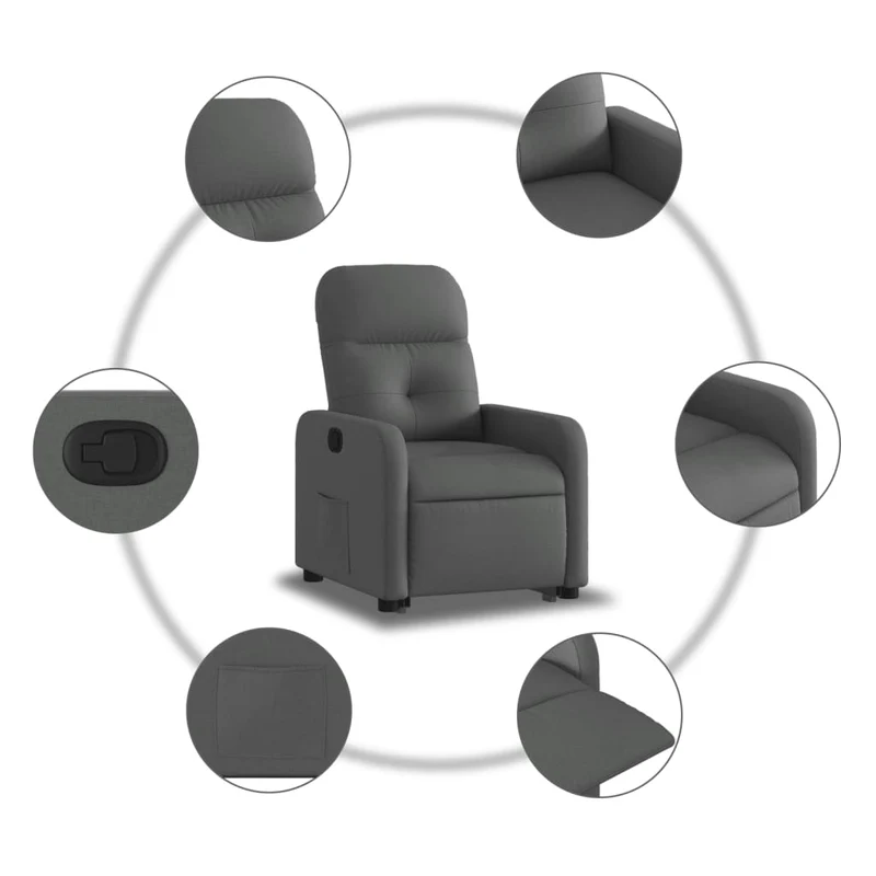 Fauteuil relax TV rembourrage confortable fonction de levage électrique en tissu gris foncé DEC027960