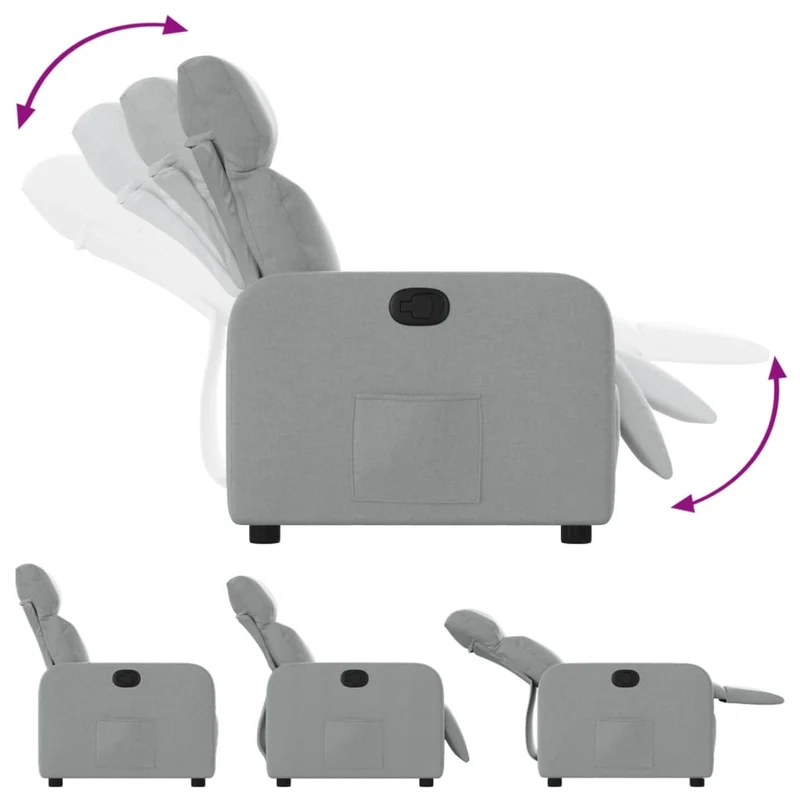 Fauteuil relax TV rembourrage confortable fonction d'inclinaison manuelle en tissu gris clair DEC027890