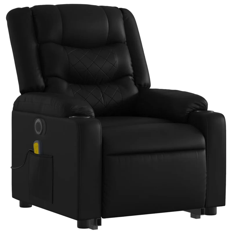 Fauteuil de relaxation fonction massage et inclinable fonction de levage électrique en PVC noir DEC027807
