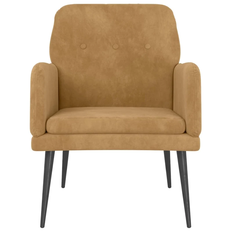 Fauteuil lounge design et moderne avec accoudoirs 62 x 79 x 79 cm en velours marron DEC028631