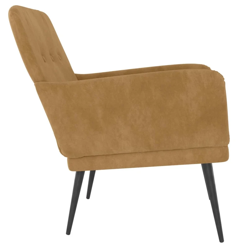 Fauteuil lounge design et moderne avec accoudoirs 62 x 79 x 79 cm en velours marron DEC028631
