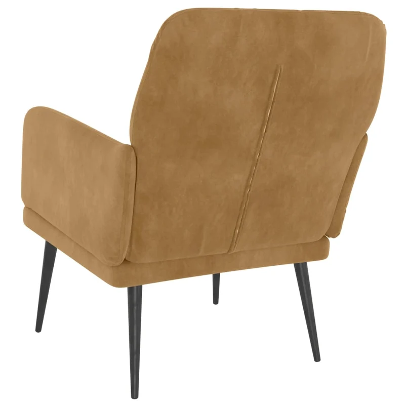 Fauteuil lounge design et moderne avec accoudoirs 62 x 79 x 79 cm en velours marron DEC028631