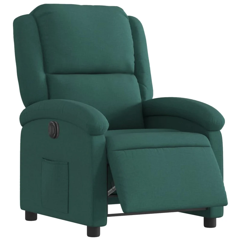 Fauteuil relax TV fonction d'inclinaison électrique très confortable en tissu vert foncé DEC028603