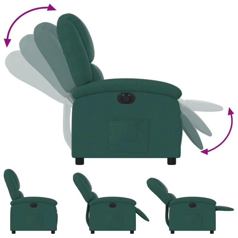 Fauteuil relax TV fonction d'inclinaison électrique très confortable en tissu vert foncé DEC028603