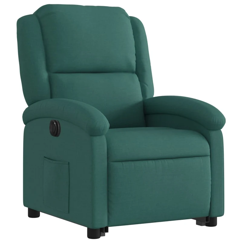 Fauteuil relax TV fonction de levage électrique très confortable en tissu vert foncé DEC028597