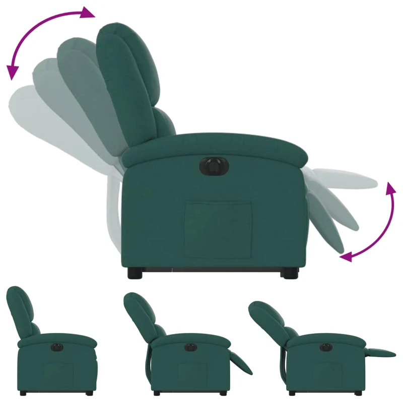 Fauteuil relax TV fonction de levage électrique très confortable en tissu vert foncé DEC028597