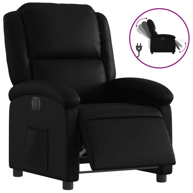 Fauteuil relax TV fonction d'inclinaison électrique très confortable en PVC noir DEC028468