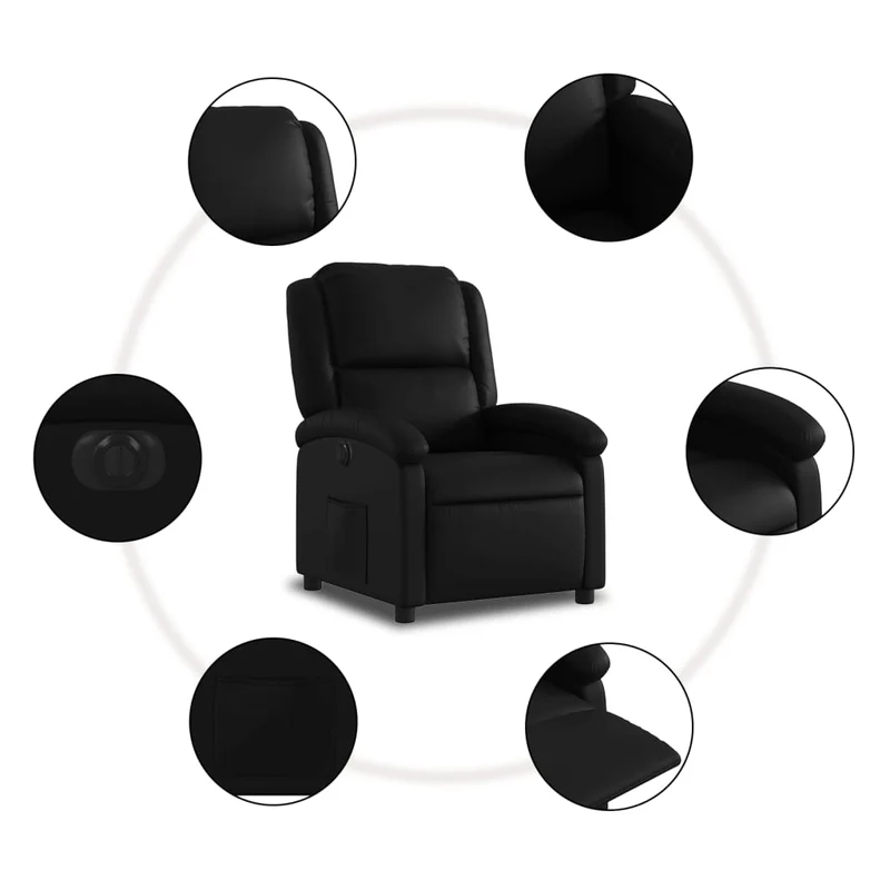 Fauteuil relax TV fonction d'inclinaison électrique très confortable en PVC noir DEC028468