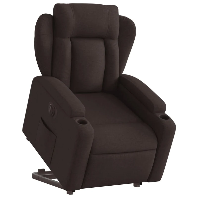Fauteuil relax TV fonction de levage électrique très confortable en tissu marron foncé DEC028415