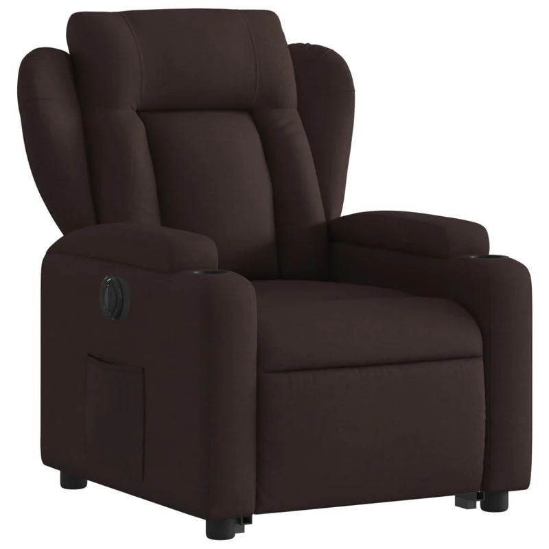 Fauteuil relax TV fonction de levage électrique très confortable en tissu marron foncé DEC028415