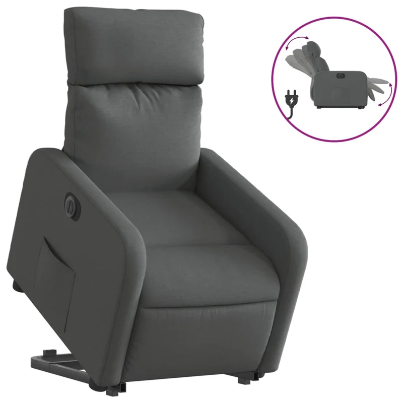 Fauteuil relax TV fonction de levage électrique très confortable en tissu gris foncé DEC028346