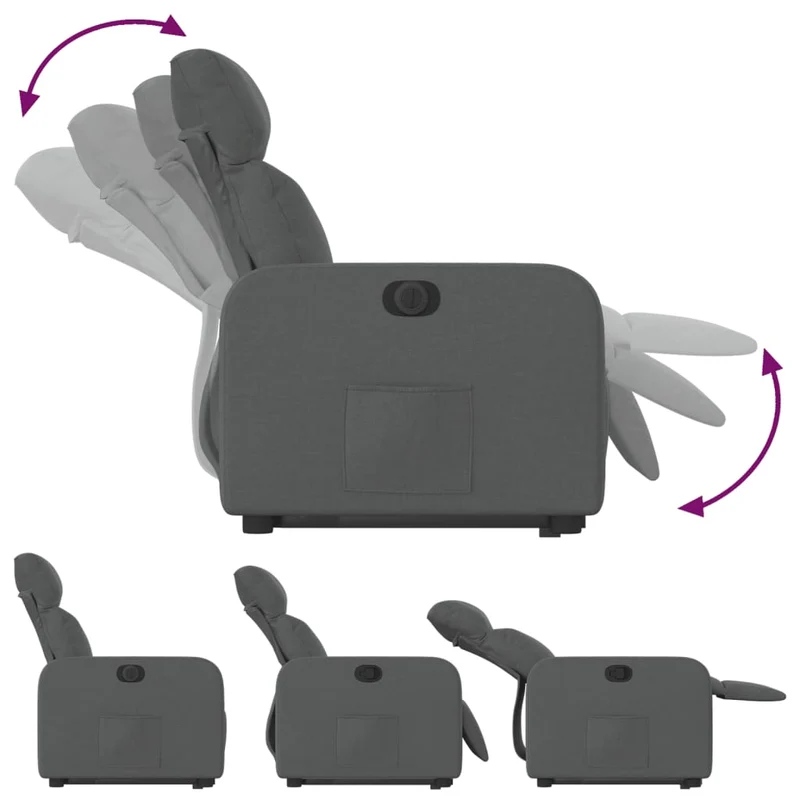Fauteuil relax TV fonction de levage électrique très confortable en tissu gris foncé DEC028346