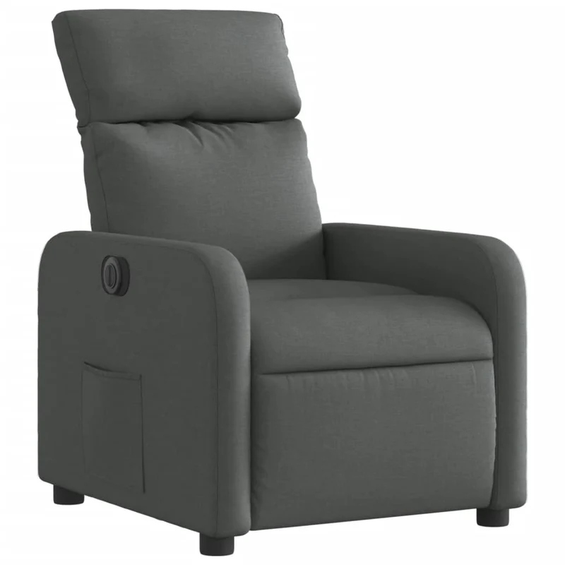 Fauteuil relax TV fonction d'inclinaison électrique très confortable en tissu gris foncé DEC028345